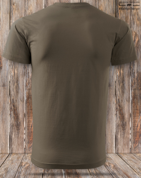 Myśliwska koszulka bawełniana T-shirt brązowa nadruk - GŁOWA DZIKA