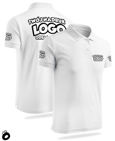 Bawełniana męska koszulka polo z własnym nadrukiem - kolor biały