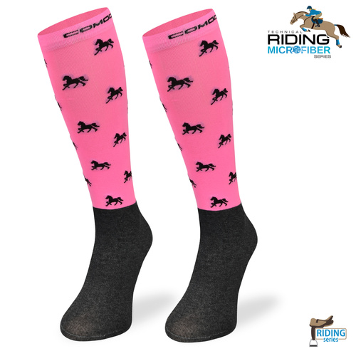 Podkolanówki jeździeckie SPJM – różowe w konie