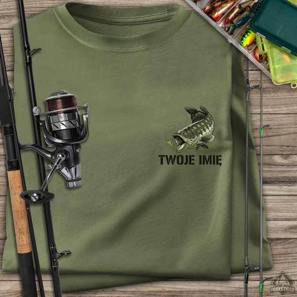 Wędkarska koszulka bawełniana T-shirt z nadrukiem OKONIA I IMIENIA