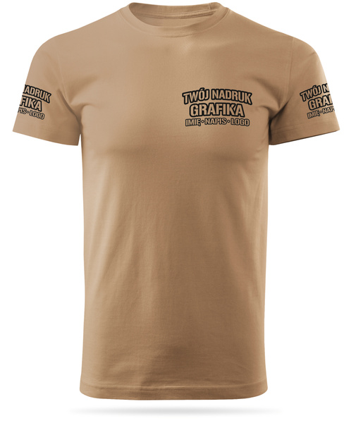 Piaskowa męska koszulka T-shirt z własnym nadrukiem 