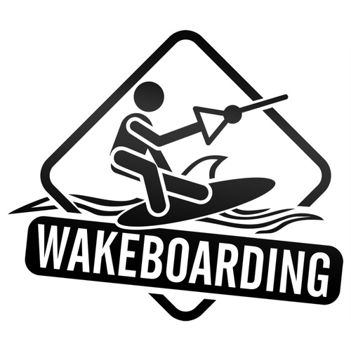 WAKEBOARDING odblaskowa naklejka - czarna