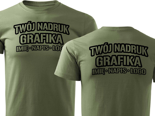 Khaki męska koszulka T-shirt z własnym nadrukiem