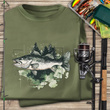 Wędkarska koszulka bawełniana T-shirt z dużym nadrukiem RYBA AKWARELA