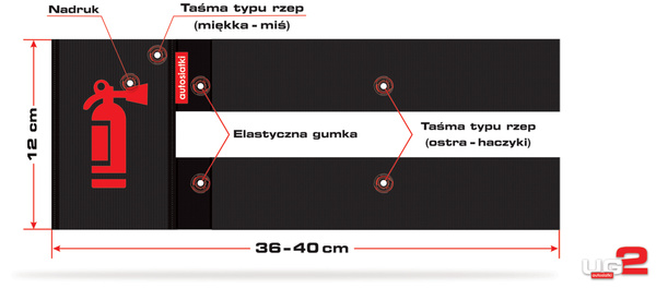 Uchwyt gaśnicy na rzep z nadrukiem - UG2-RED