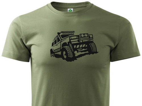 Koszulka T-shirt nadruk OFF ROAD - LAND CRUISER - khaki