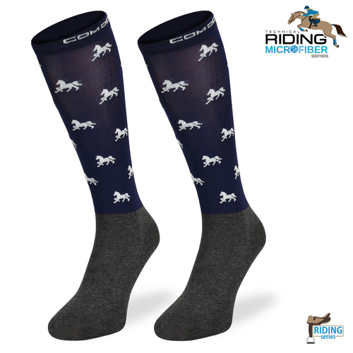 Podkolanówki jeździeckie SPJM – granatowe w konie