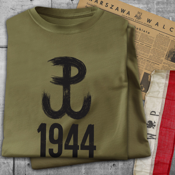 Koszulka patriotyczna T-shirt zieleń wojskowa - POLSKA WALCZĄCA 1944