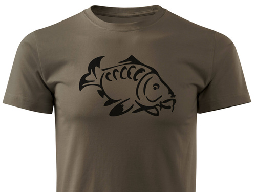 Wędkarska koszulka kolor brązowy duży nadruk - KARP wz. D04