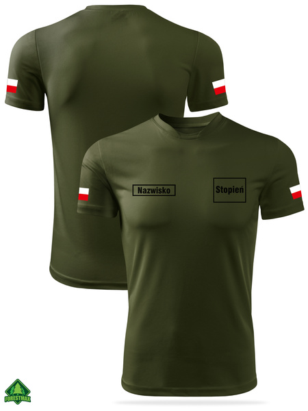 Koszulka wojskowa WOT w kolorze military nadruk NAZWISKO i STOPIEŃ