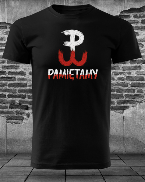 Koszulka patriotyczna T-shirt czarny - POLSKA WALCZĄCA - PAMIĘTAMY