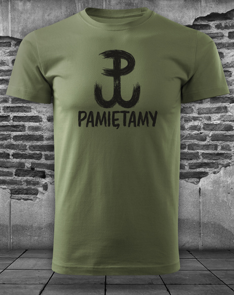 Koszulka patriotyczna T-shirt khaki - POLSKA WALCZĄCA - PAMIĘTAMY