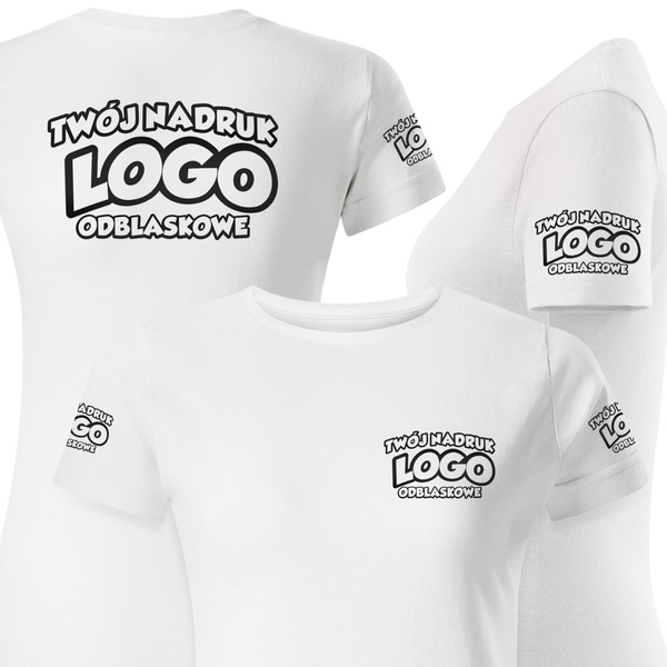 Damska bawełniana koszulka T-shirt z własnym nadrukiem - kolor biały
