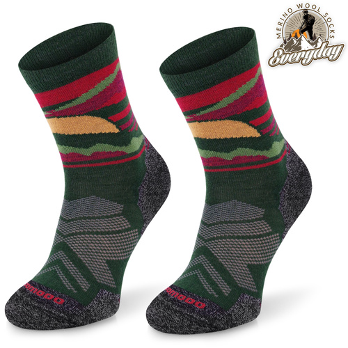 Skarpety trekkingowe TRE18 Everyday Merino - zielone zachód słońca