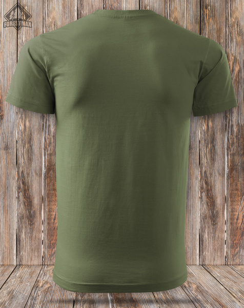 Koszulka bawełniana T-shirt khaki, mały nadruk - GOŃCZY POLSKI