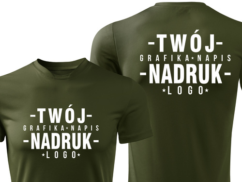 Termoaktywna koszulka outdoorowa z własnym nadrukiem - kolor zieleń wojskowa