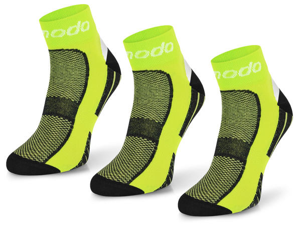 Zestaw technicznych skarpetek rowerowych STB - limonkowe / 3 PAK