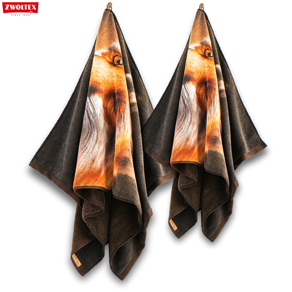 Komplet myśliwskich ręczników bawełnianych Zwoltex - Lis - 50x100cm + 70x140cm