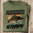 Wędkarska koszulka bawełniana T-shirt nadruk IMIĘ - POGROMCA KARPI