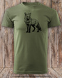 Myśliwska koszulka bawełniana T-shirt khaki nadruk - LIS