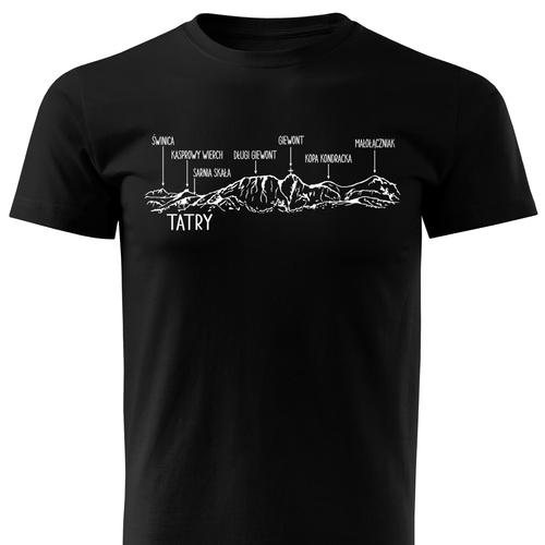 Czarna koszulka T-shirt nadruk PANORAMA TATR