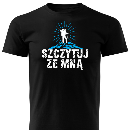 Czarna koszulka T-shirt nadruk SZCZYTUJ ZE MNĄ