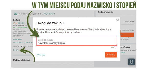 Wojskowa koszulka bawełniana WOT - nadruk NAZWISKO i STOPIEŃ 