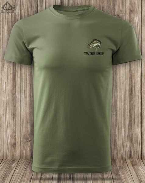 Wędkarska koszulka bawełniana T-shirt z nadrukiem OKONIA I IMIENIA