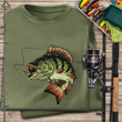 Wędkarska koszulka bawełniana T-shirt z dużym nadrukiem OKOŃ