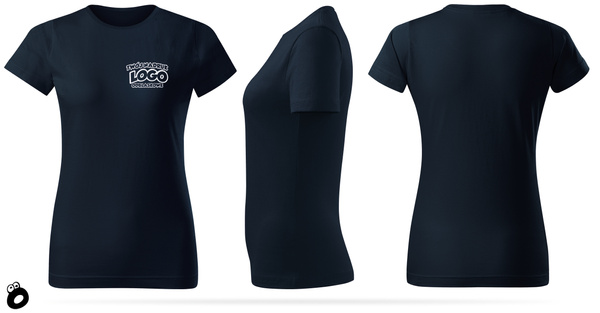 Damska bawełniana koszulka T-shirt z własnym nadrukiem - kolor granatowy