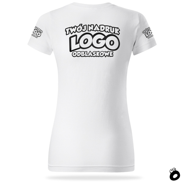 Damska bawełniana koszulka T-shirt z własnym nadrukiem - kolor biały