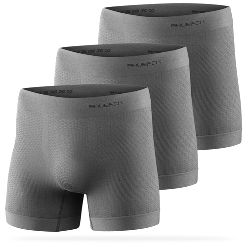 Zestaw 3 sztuk termoaktywnych bokserek męskich BRUBECK Base Layer - szare
