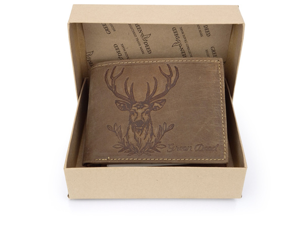 Elegancki portfel skórzany męski z ochroną RFID - JELEŃ