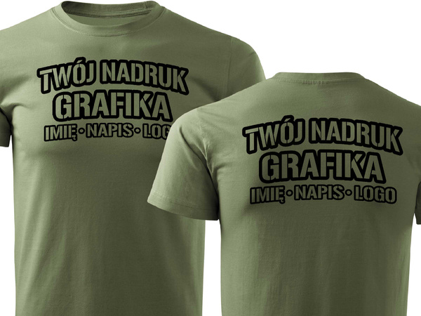 Khaki męska koszulka T-shirt z własnym nadrukiem 