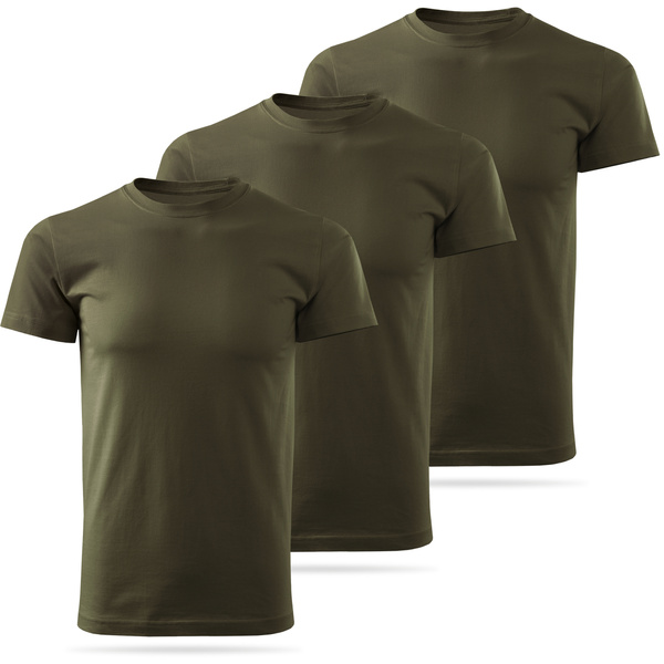 Zestaw bawełnianych koszulek gładkich MILITARY - 3 PAK