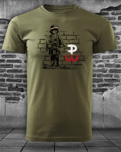 Koszulka patriotyczna T-shirt zieleń wojskowa - MAŁY POWSTANIEC