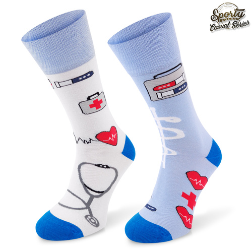 Kolorowe skarpetki – dla Medyka, Służba zdrowia, Ambulans