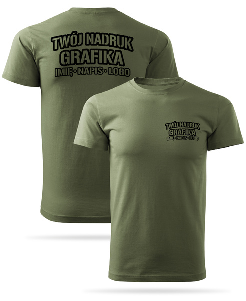 Khaki męska koszulka T-shirt z własnym nadrukiem 