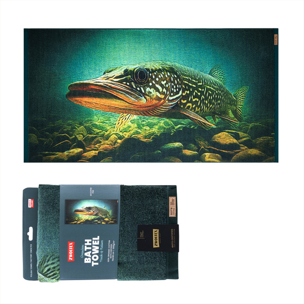 Wędkarski ręcznik bawełniany firmy Zwoltex - wzór Szczupak - 50x100cm
