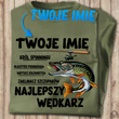 Wędkarska koszulka bawełniana T-shirt nadruk IMIĘ - NAJLEPSZY WĘDKARZ