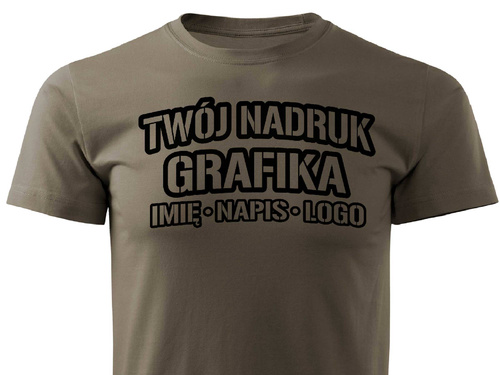 Koszulka T-shirt z własnym nadrukiem - brązowa