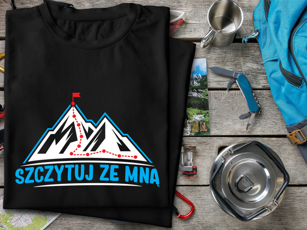 Czarna koszulka T-shirt nadruk SZCZYTUJ ZE MNĄ