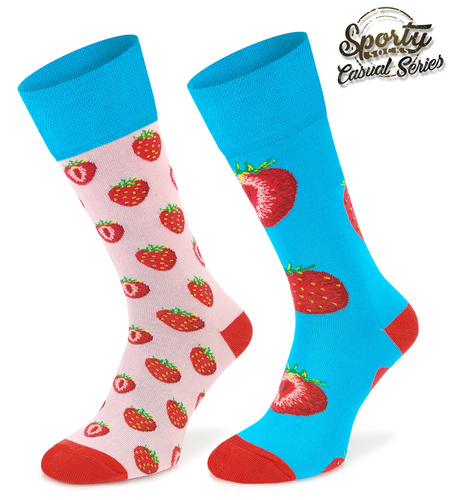 Zestaw kolorowych skarpetek bawełnianych - TRUSKAWKI / 3PAK