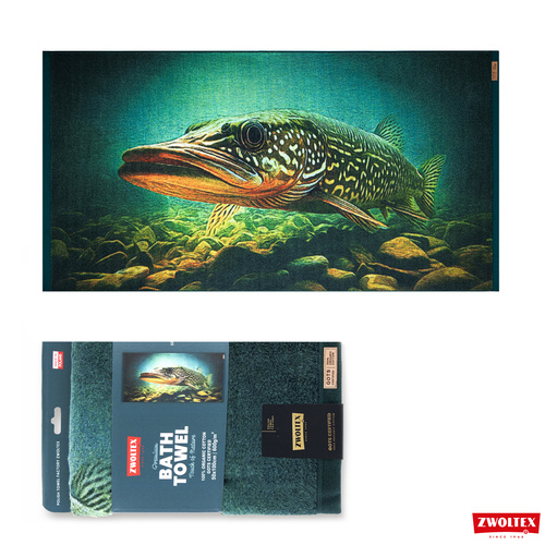 Wędkarski ręcznik bawełniany firmy Zwoltex - wzór Szczupak - 50x100cm