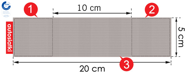 Autorzep – zestaw uchwytów na rzep, 20 cm, szary