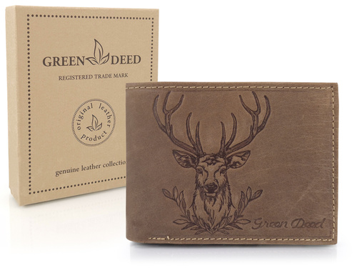 Elegancki portfel skórzany męski z ochroną RFID - JELEŃ