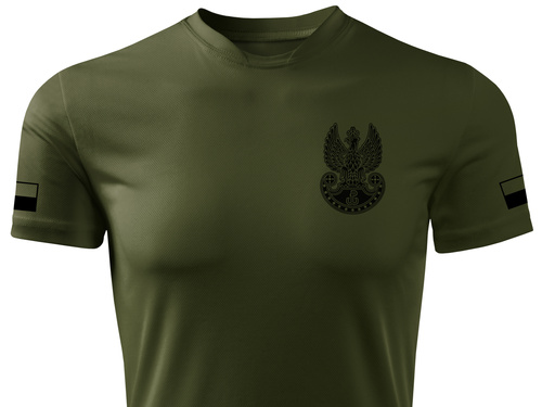 Termoaktywna koszulka wojskowa military - nadruk Orzełek WOT i flagi gaszone