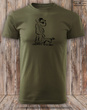 Myśliwska koszulka bawełniana T-shirt zieleń wojskowa nadruk - MYŚLIWY Z PSEM