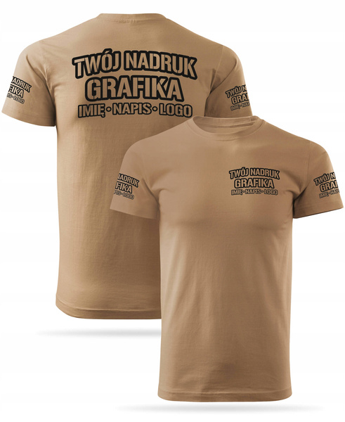 Piaskowa męska koszulka T-shirt z własnym nadrukiem 