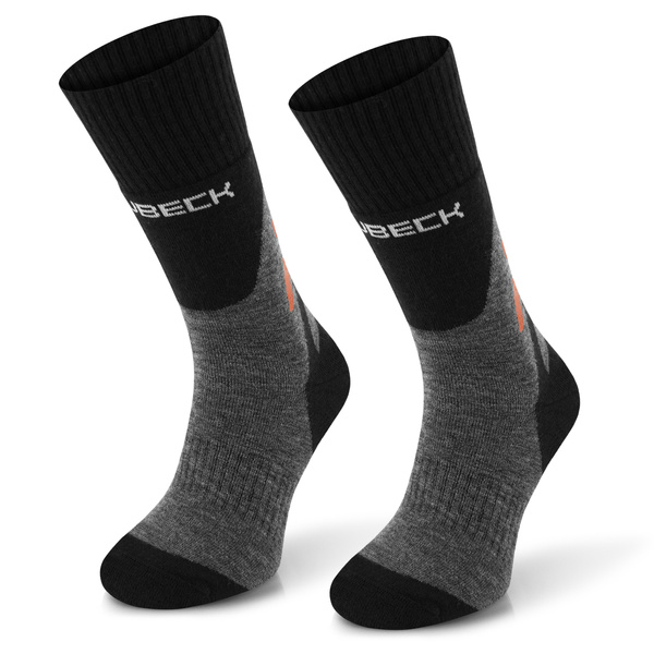 Skarpety męskie BRUBECK Trekking Merino - grafitowo - pomarańczowe